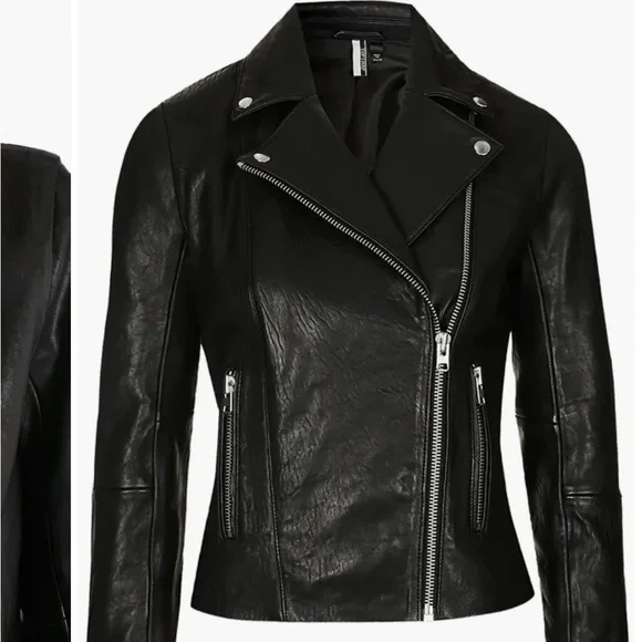 🖤 Gorgeous TOPSHOP 100% genuine leather motorcycle jacket - UK 10 / US 6